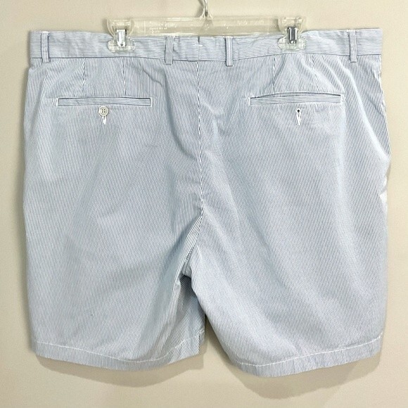 Peter Millar Summer Pinstripe Shorts Flat Front Sz 42 Blue & White Stripe Preppy - Picture 5 of 5